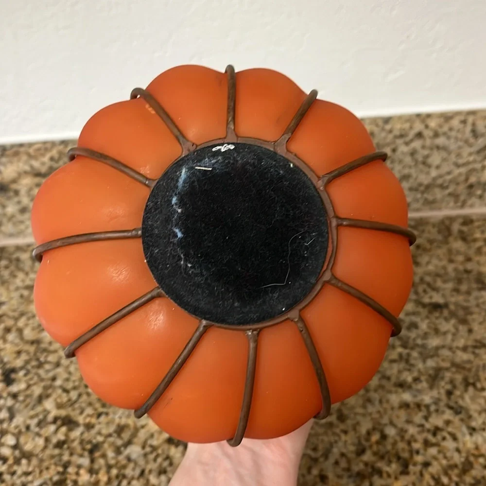 Decorative Orange Pumpkin with Metal Accents